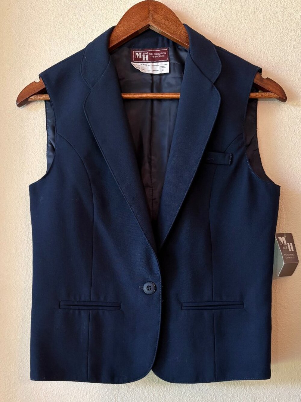 NWT Vintage M and H Airline Uniform Vest Navy Blue Sz 6 Tall Flight Attendant